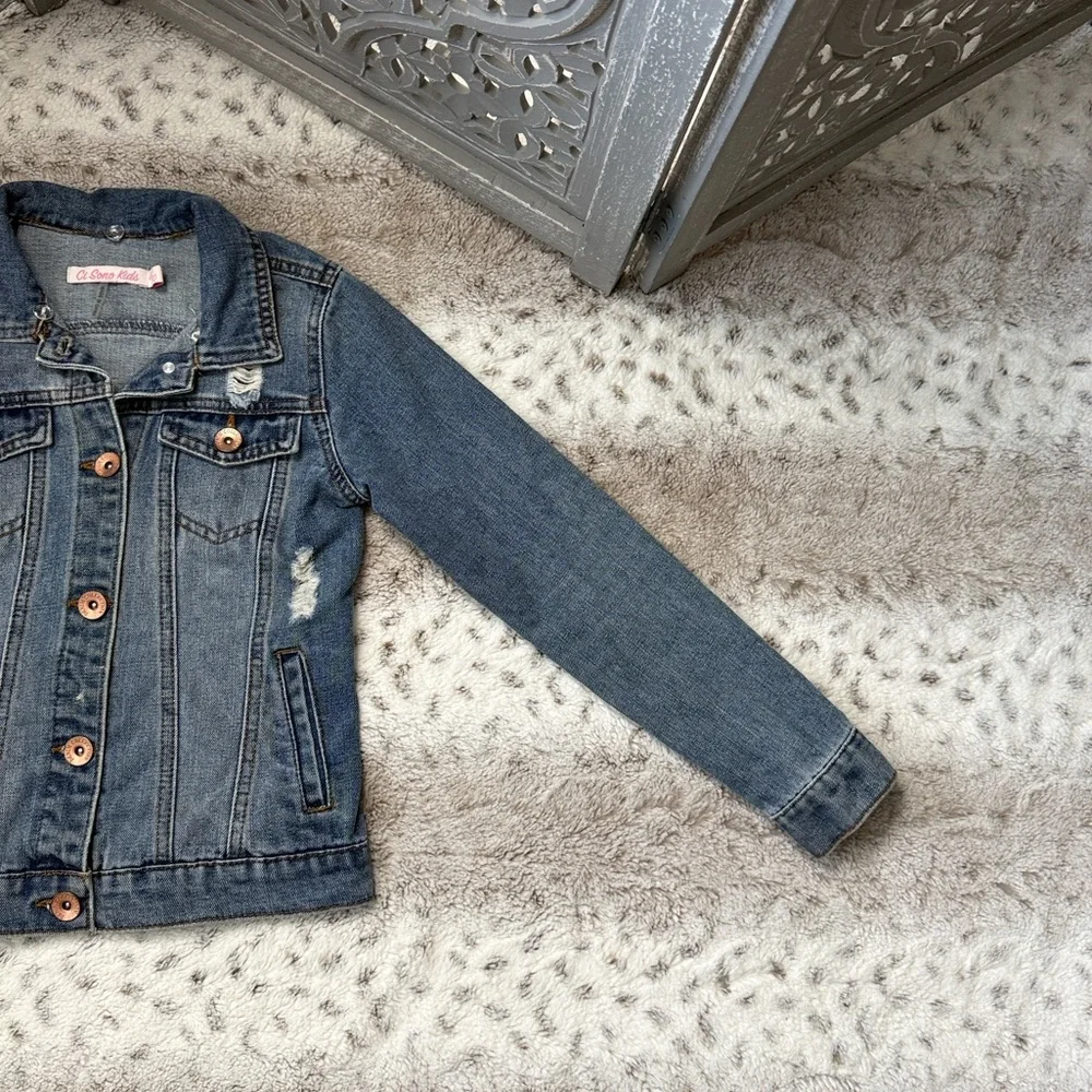 Ci Sono cropped jean jacket girls size 10 distressed denim girlhoodcore school
